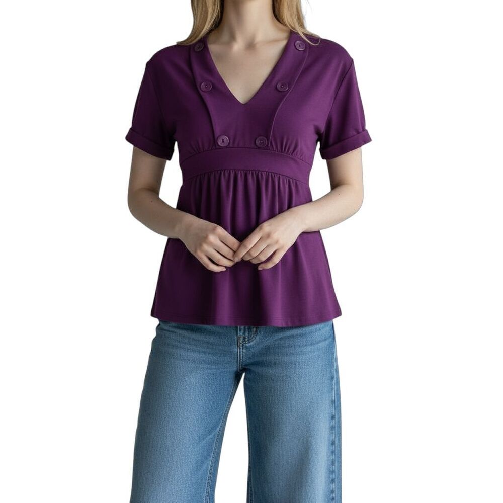 Maurices Top *Medium Purple Y2K Babydoll Empire V Neck Peasant Fairy Read